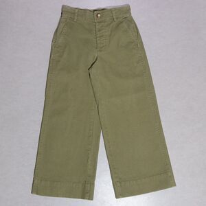 Madewell Langford Wide Leg Crop Army Green Pants Women's 23 (25x24) Stretch